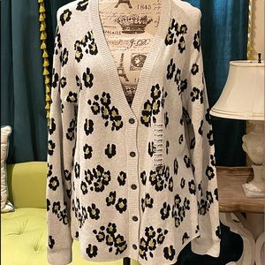 Cabi Kiki Cardigan NEW with tags v neck animal print